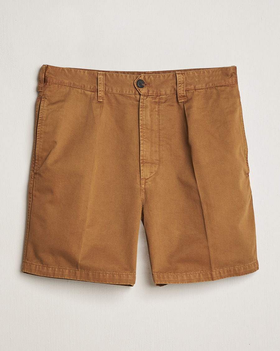 Men | Shorts | Drake's | Cotton Twill Chino Shorts Washed Tobacco