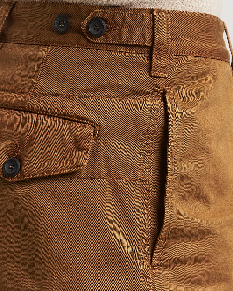 Men | Shorts | Drake's | Cotton Twill Chino Shorts Washed Tobacco