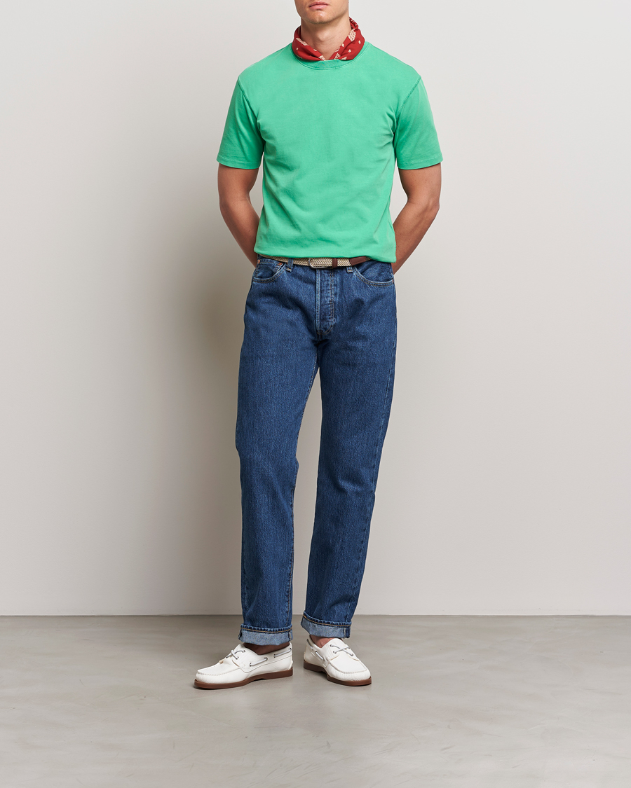 Men | T-Shirts | Drake's | Washed Hiking T-Shirt Green