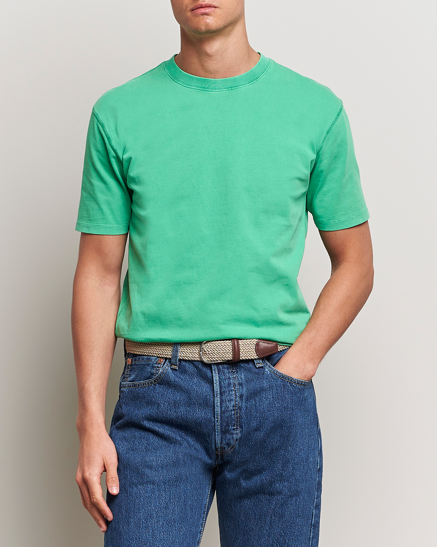 Men | T-Shirts | Drake's | Washed Hiking T-Shirt Green