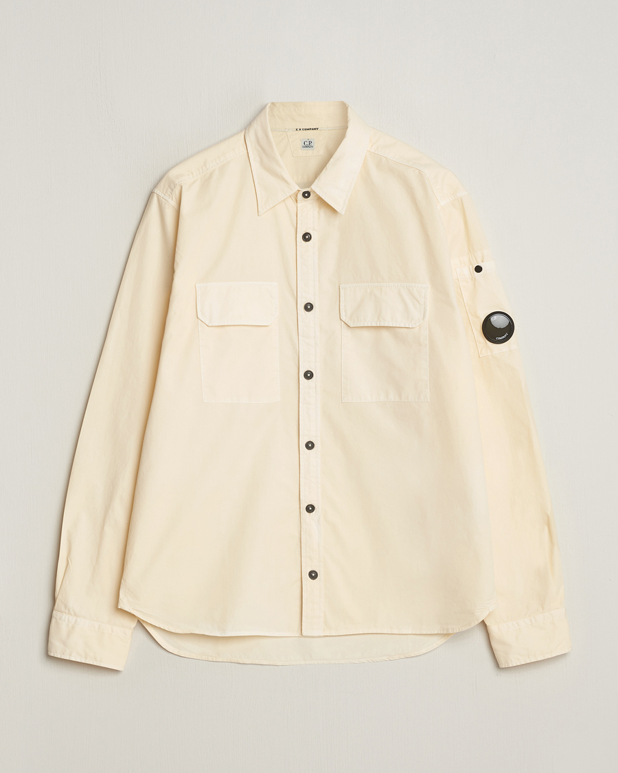 Men | Shirts | C.P. Company | Long Sleeve Gabardine Pocket Shirt Ecru