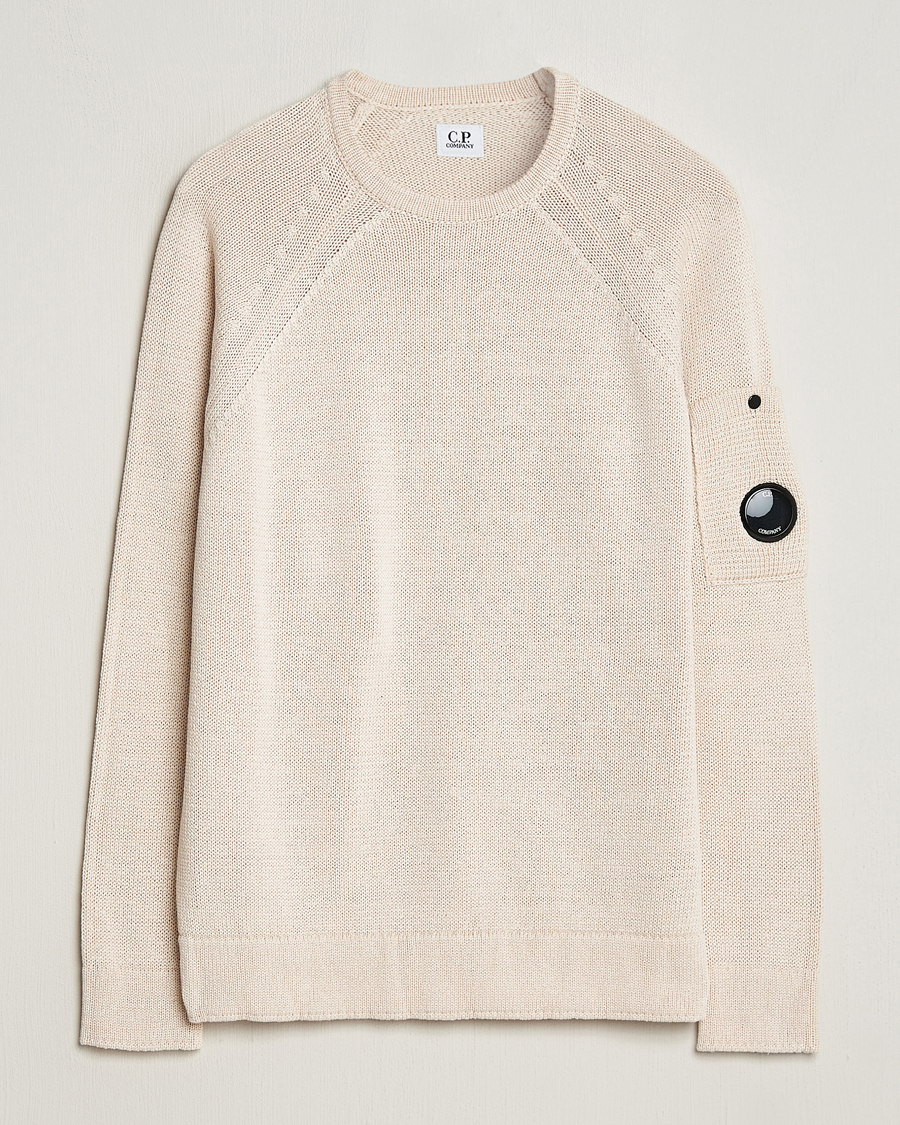 Men | Sweaters & Knitwear | C.P. Company | Compact Cotton Lens Crewneck Ecru