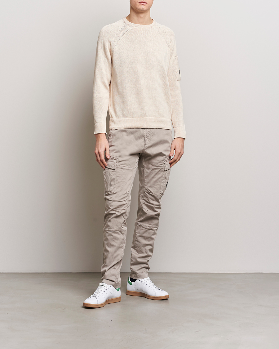 Men | Sweaters & Knitwear | C.P. Company | Compact Cotton Lens Crewneck Ecru