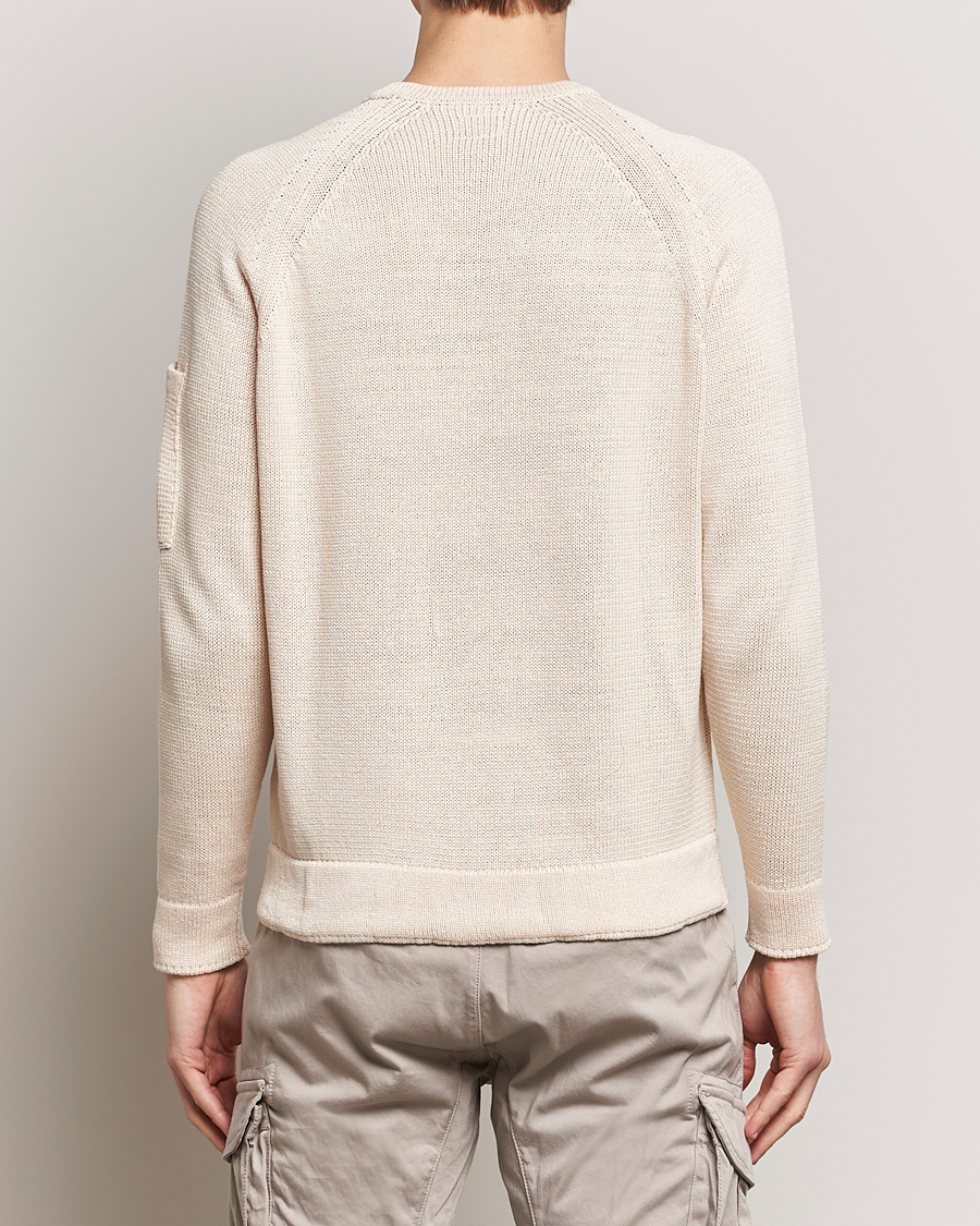 Men | Sweaters & Knitwear | C.P. Company | Compact Cotton Lens Crewneck Ecru
