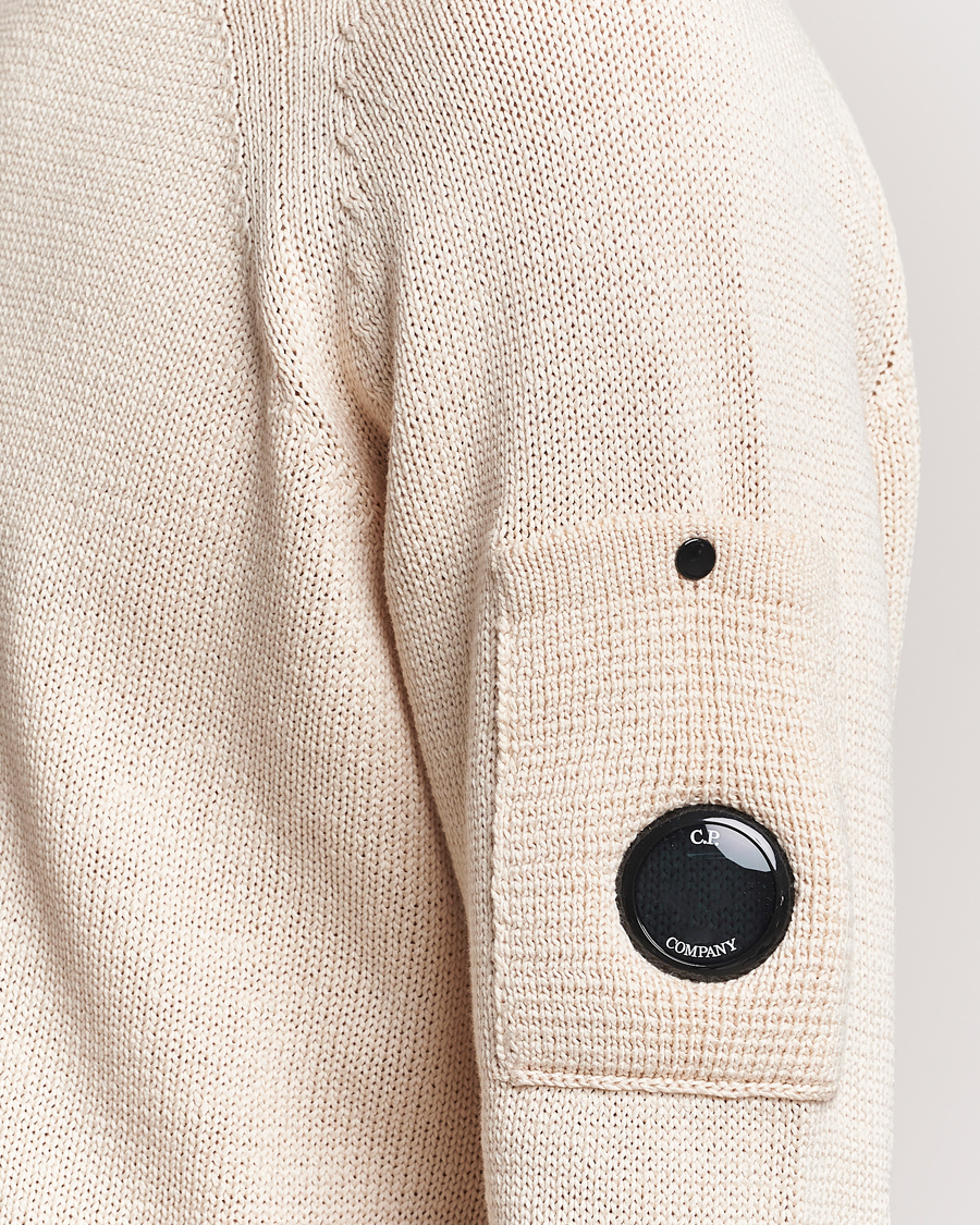 Men | Sweaters & Knitwear | C.P. Company | Compact Cotton Lens Crewneck Ecru