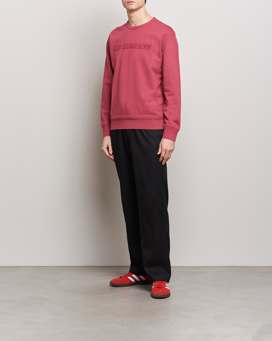 Men | Sweaters & Knitwear | C.P. Company | Resist Dyed Cotton Logo Sweatshirt Wine