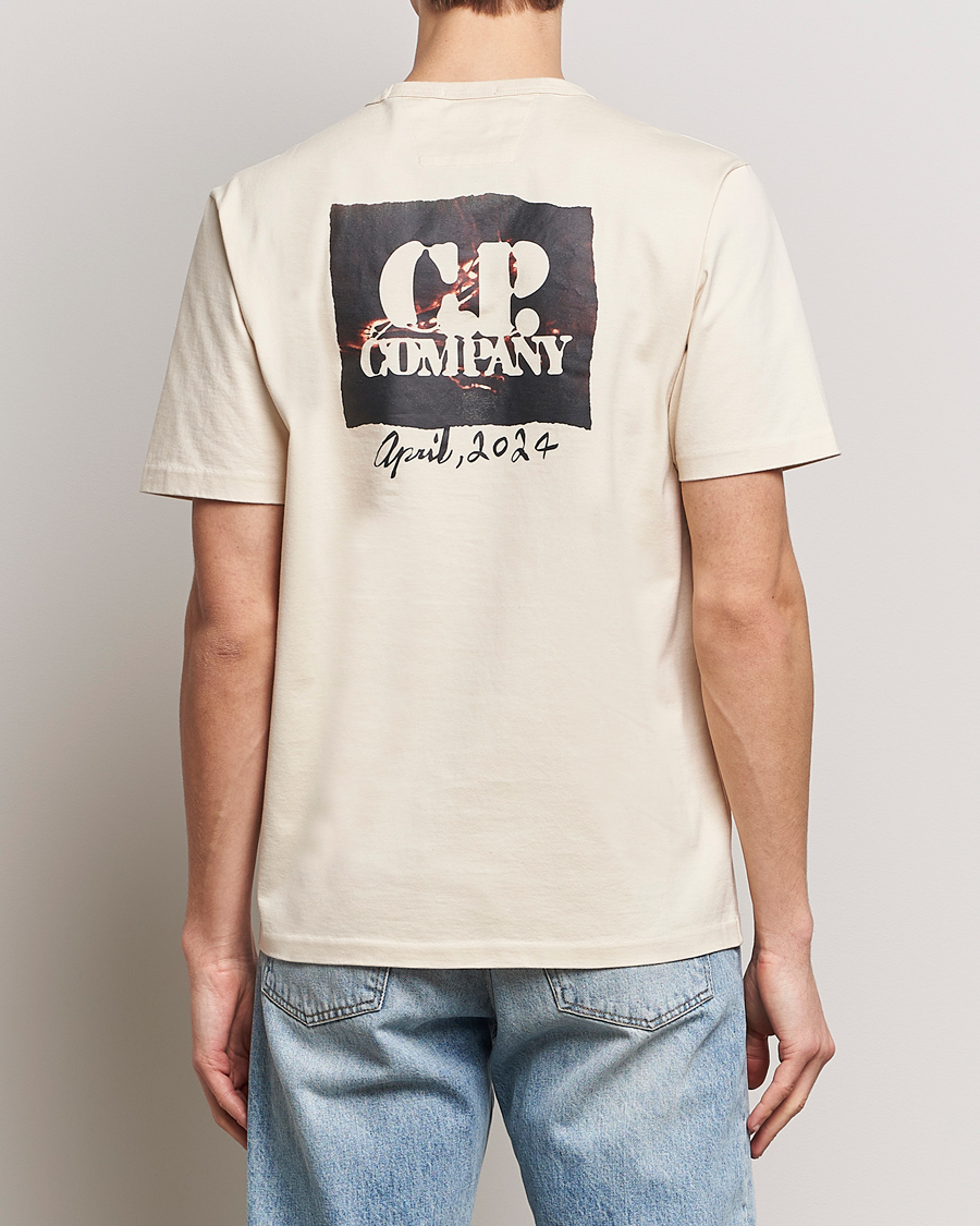 Men | T-Shirts | C.P. Company | Mercerized Heavy Cotton Back Logo T-Shirt Ecru