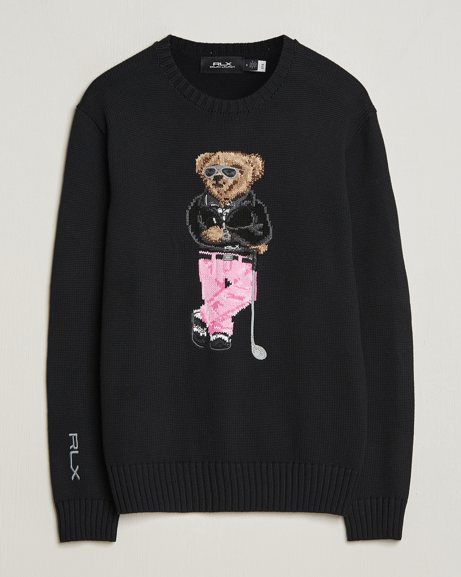 Men | Sweaters & Knitwear | RLX Ralph Lauren | Bear Golfer Knitted Sweater Polo Black