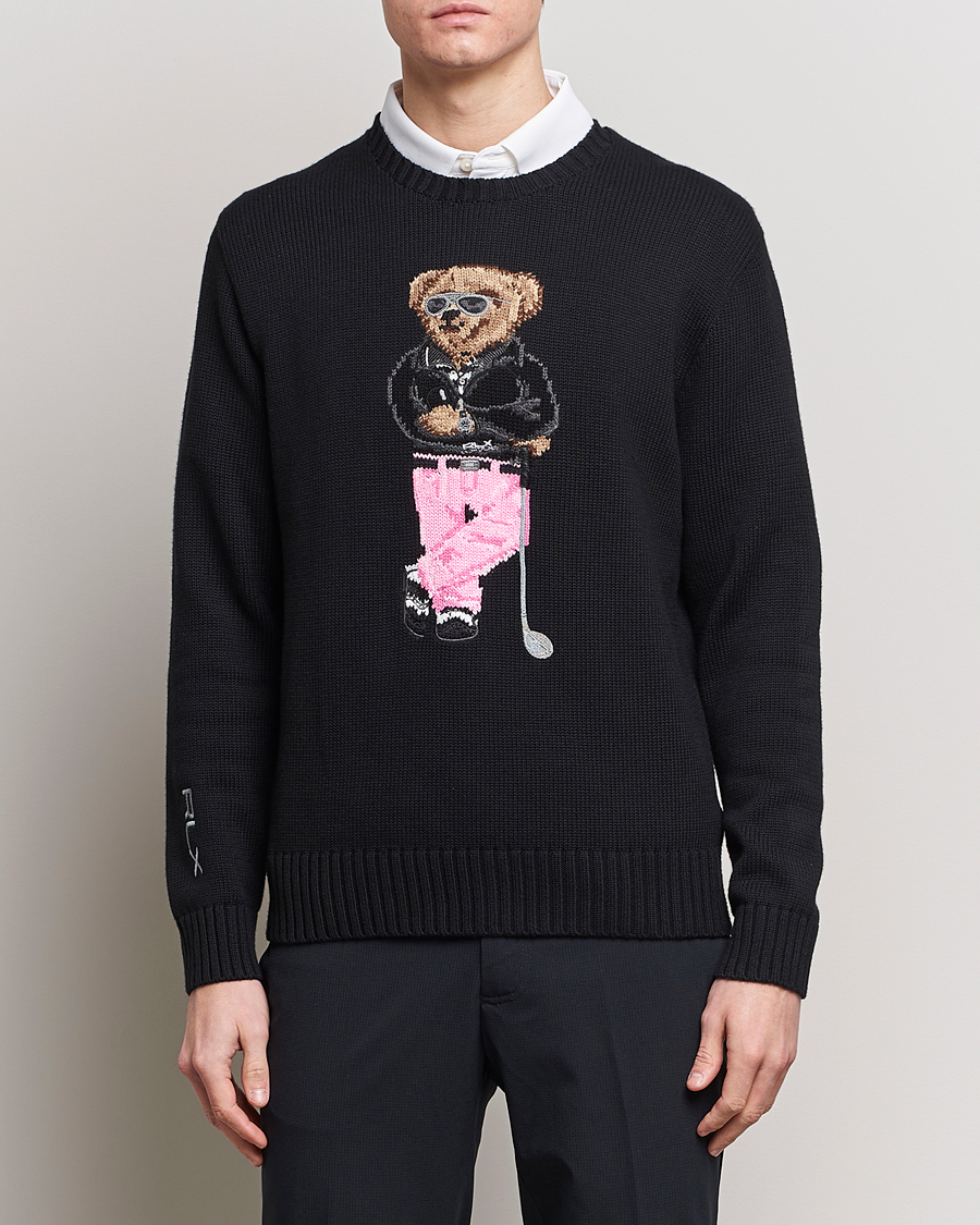 Men | Sweaters & Knitwear | RLX Ralph Lauren | Bear Golfer Knitted Sweater Polo Black