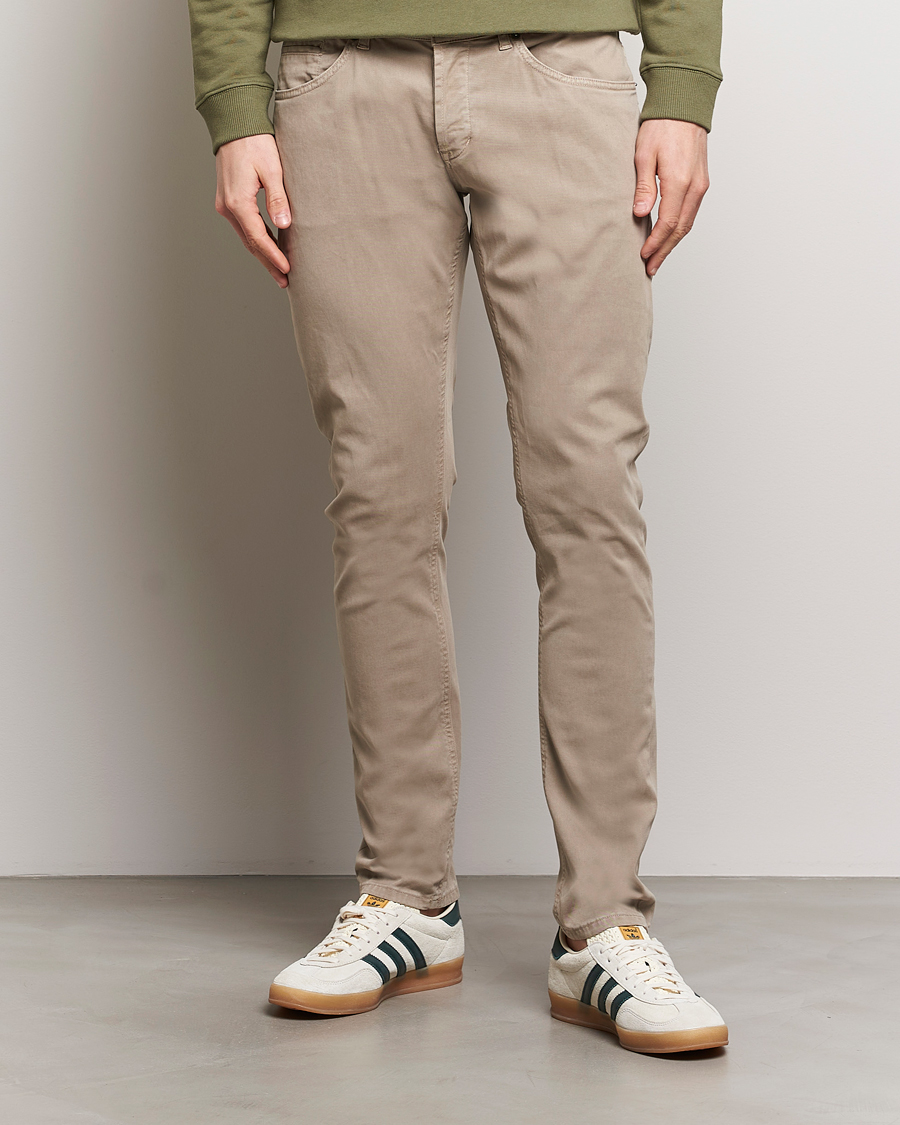 Men | Trousers | Dondup | George Gabardine 5-Pocket Sand