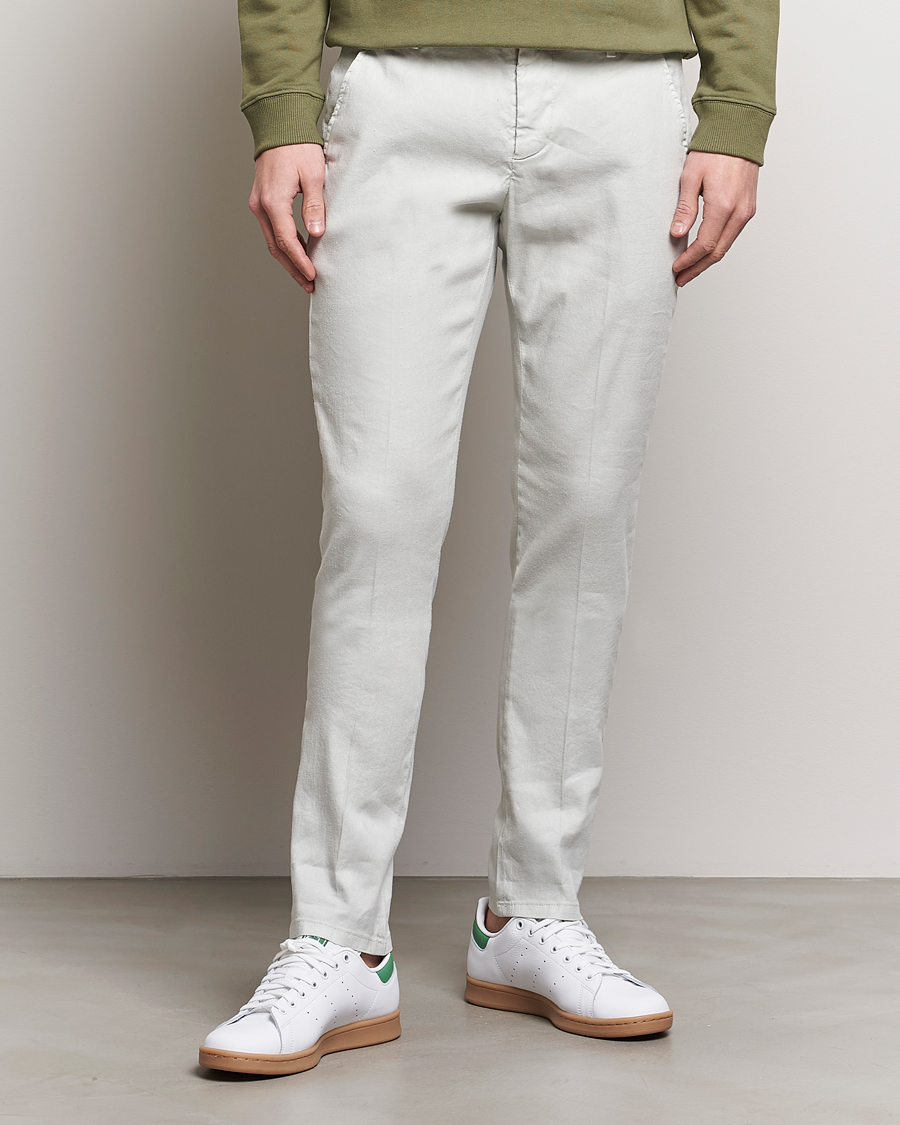 Men | Trousers | Dondup | Gaubert Linen Stretch Chinos Light Grey