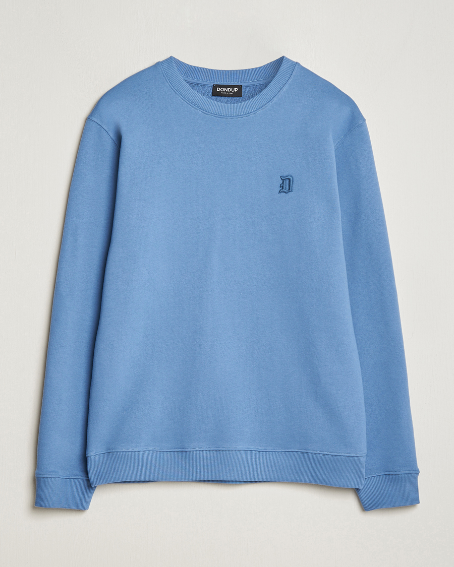 Men | Sweaters & Knitwear | Dondup | Loco Crew Neck Sweatshirt Washed Blue