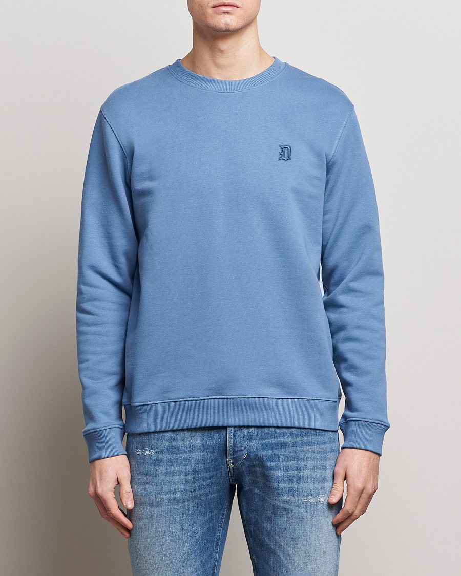Men | Sweaters & Knitwear | Dondup | Loco Crew Neck Sweatshirt Washed Blue