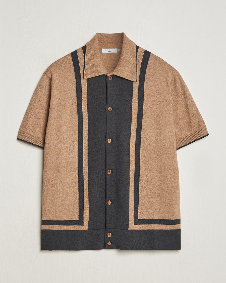 Men | Shirts | Nudie Jeans | Fabbe Knitted Polo Shirt Beige