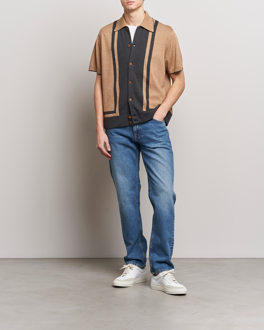 Men | Shirts | Nudie Jeans | Fabbe Knitted Polo Shirt Beige