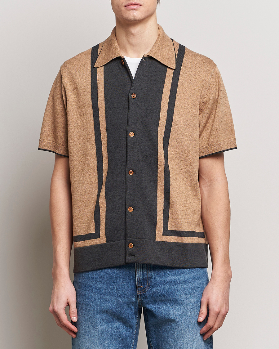 Men | Shirts | Nudie Jeans | Fabbe Knitted Polo Shirt Beige