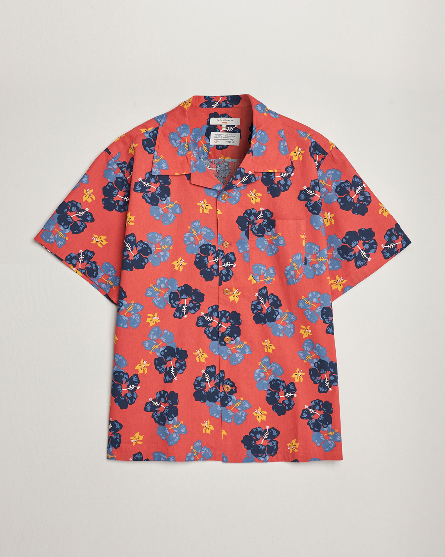 Men | Shirts | Nudie Jeans | Arthur Printed Flower Short Sleeve Shirt Red