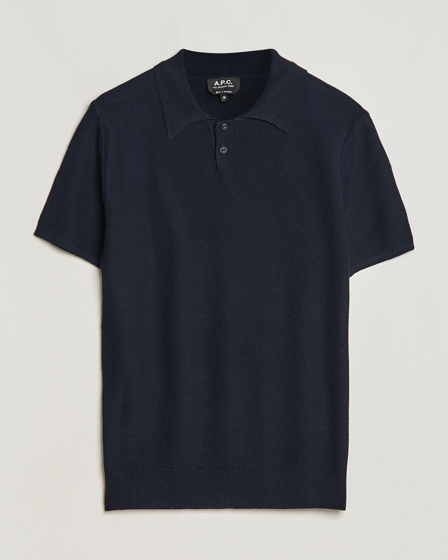 Men | Polo Shirts | A.P.C. | Jay Viscose/Linen Polo Dark Navy