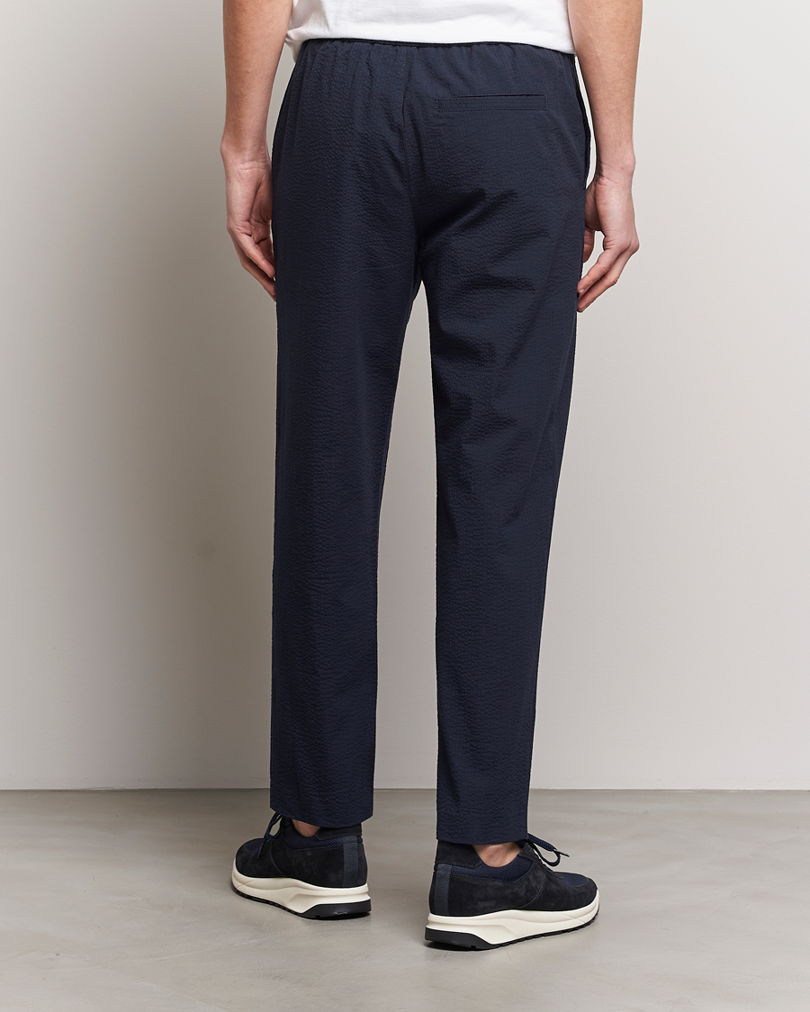 Men | Trousers | A.P.C. | Joaquin Seersucker Drawstring Trousers Dark Navy