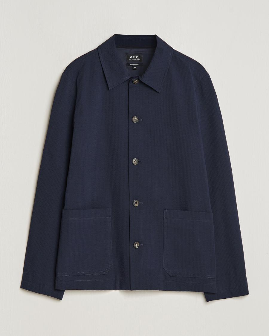Men | Shirts | A.P.C. | Brest Seersucker Overshirt Dark Navy