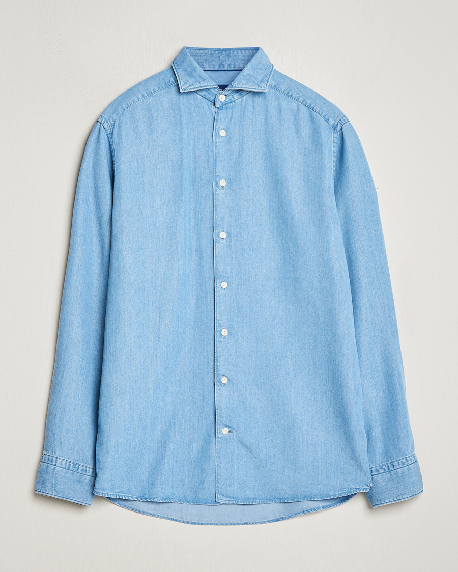 Men | Shirts | Eton | Slim Fit Denim Tencel Shirt Blue