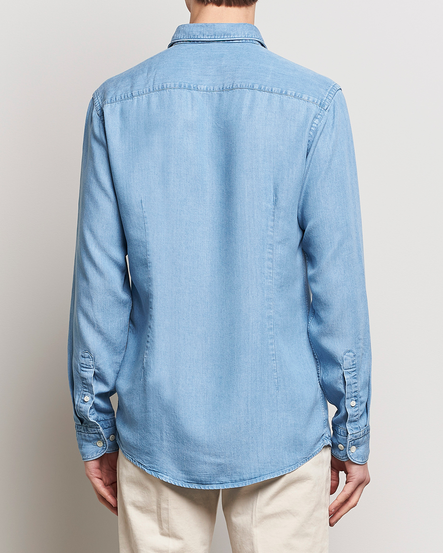 Men | Shirts | Eton | Slim Fit Denim Tencel Shirt Blue