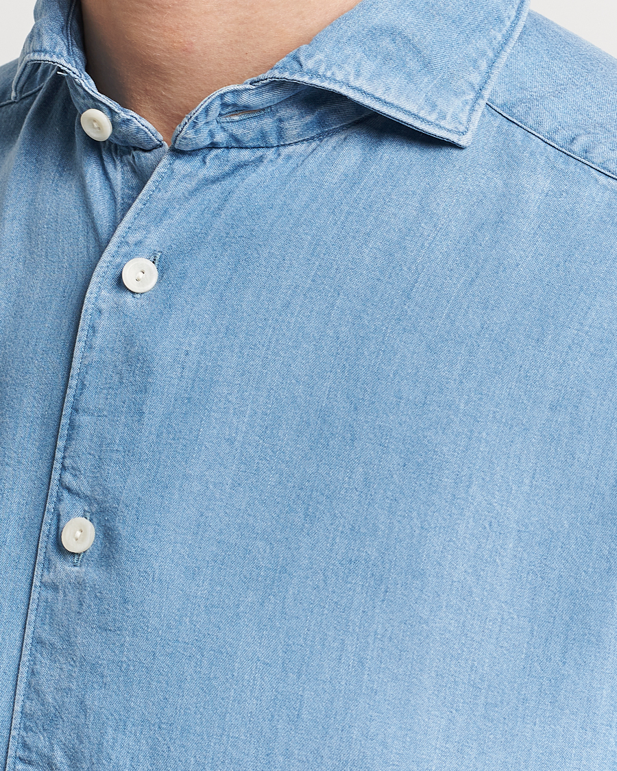 Men | Shirts | Eton | Slim Fit Denim Tencel Shirt Blue