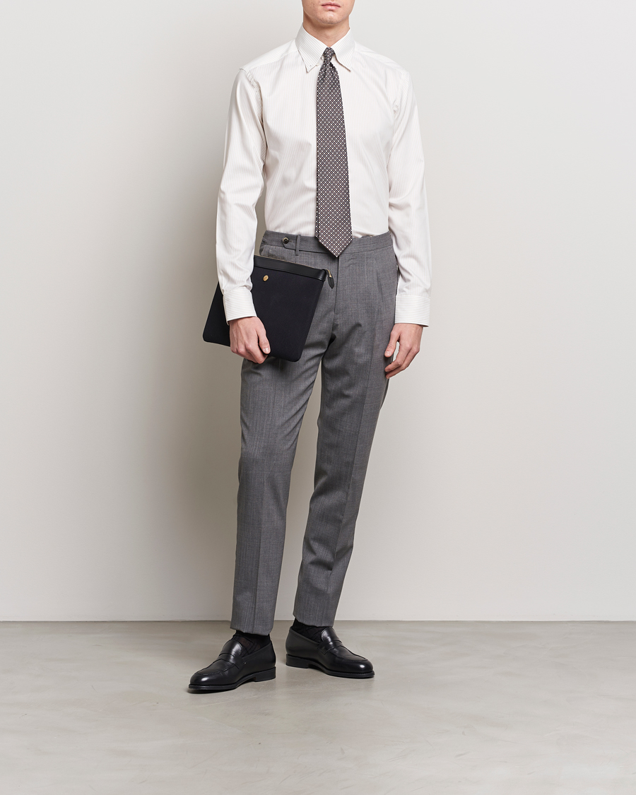 Men | Shirts | Eton | Slim Fit Bengal Striped Oxford Shirt Beige/White