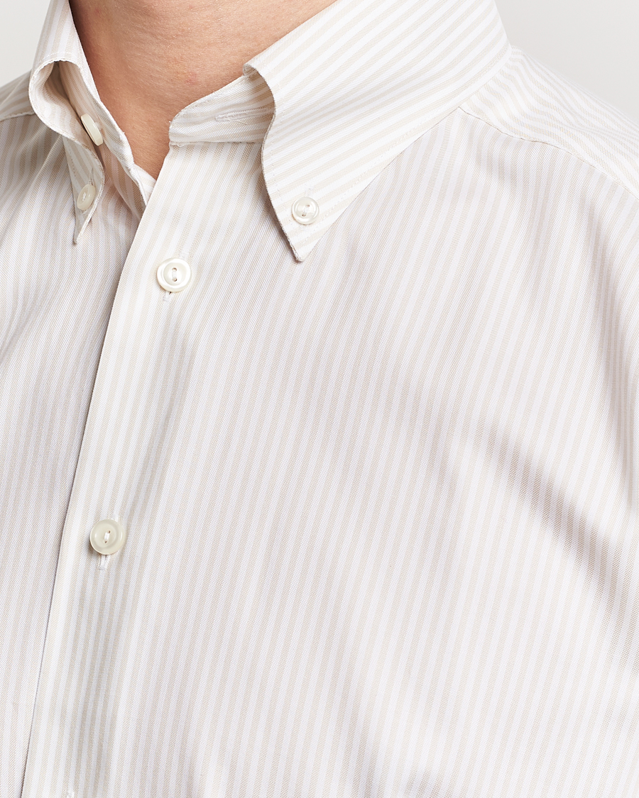 Men | Shirts | Eton | Slim Fit Bengal Striped Oxford Shirt Beige/White