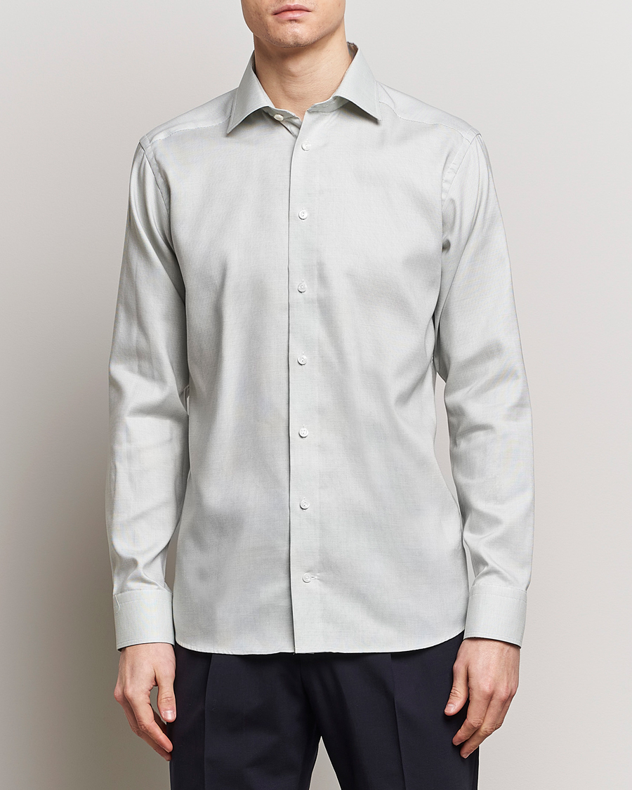 Men | Shirts | Eton | Slim Fit Twill Shirt Mid Green