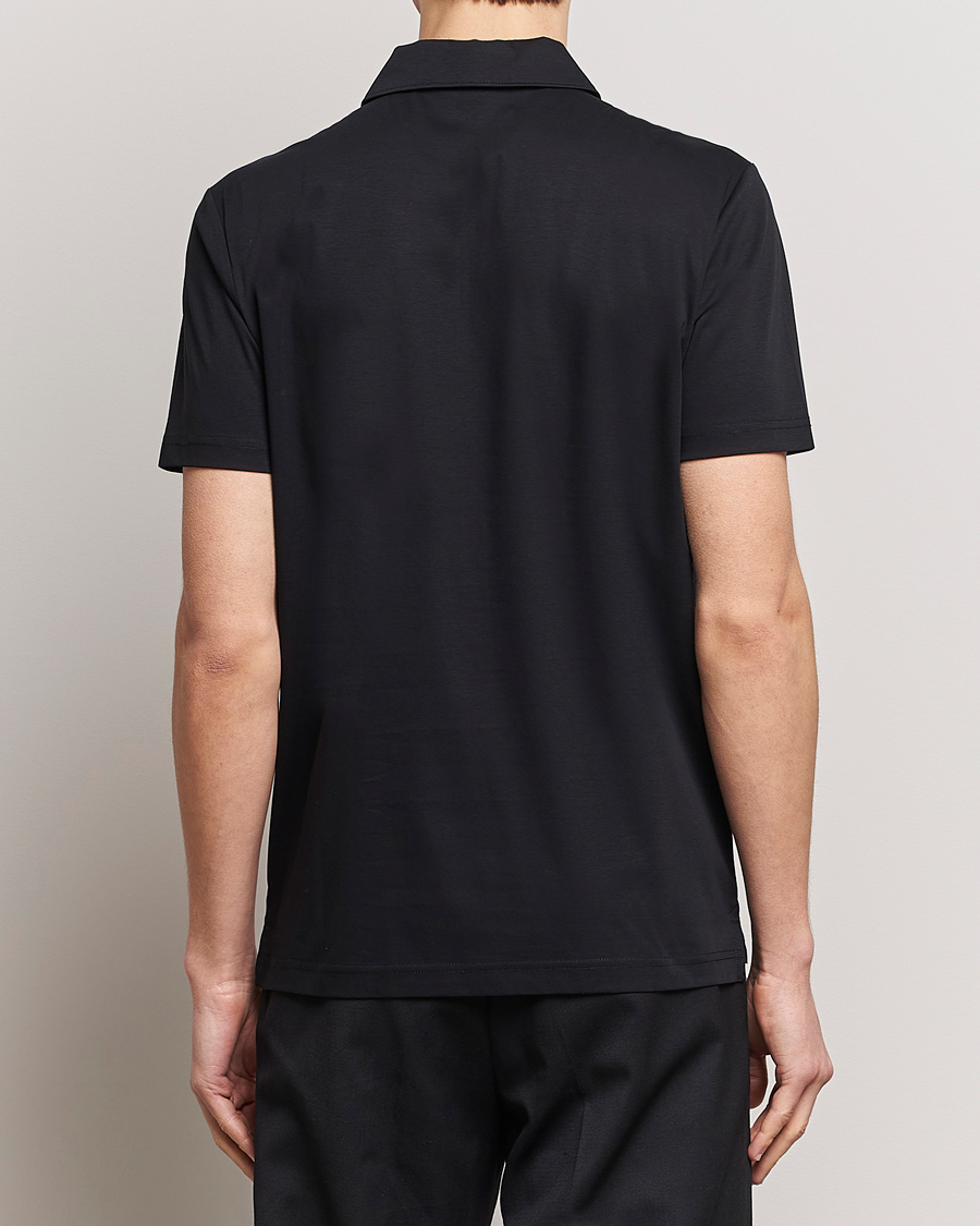 Men | Polo Shirts | Tiger of Sweden | Laron Mercerized Cotton Half Zip Polo Black