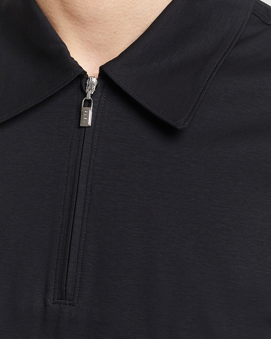 Men | Polo Shirts | Tiger of Sweden | Laron Mercerized Cotton Half Zip Polo Black
