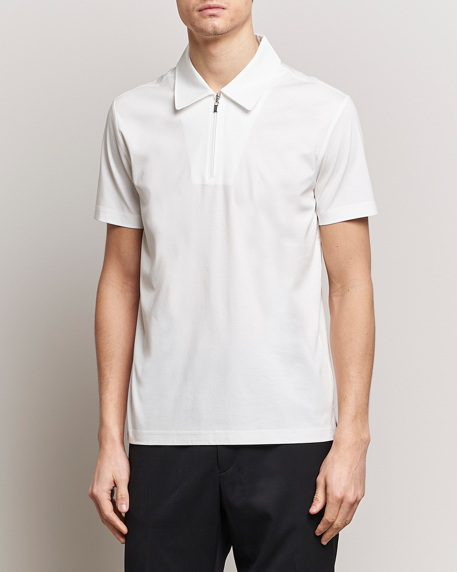Men | Polo Shirts | Tiger of Sweden | Laron Mercerized Cotton Half Zip Polo Summer Snow