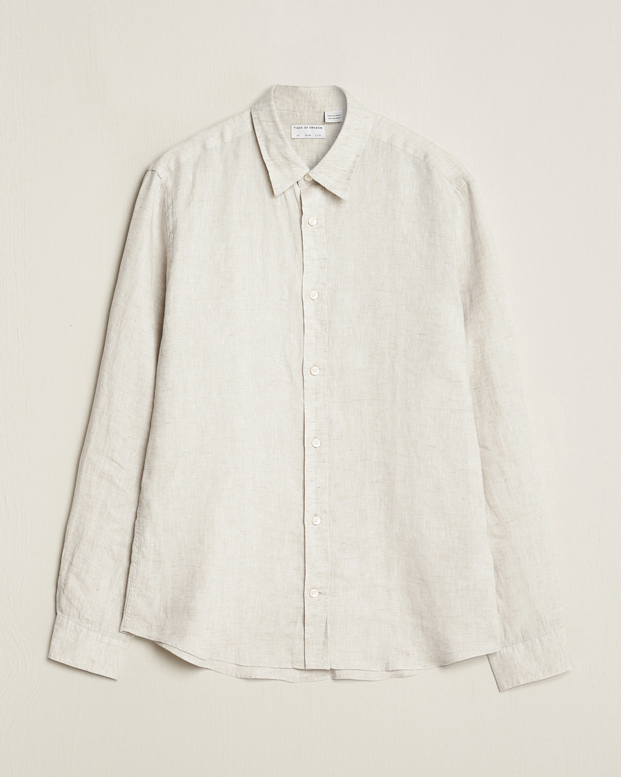 Men | Shirts | Tiger of Sweden | Spenser Linen Shirt Pale Clay