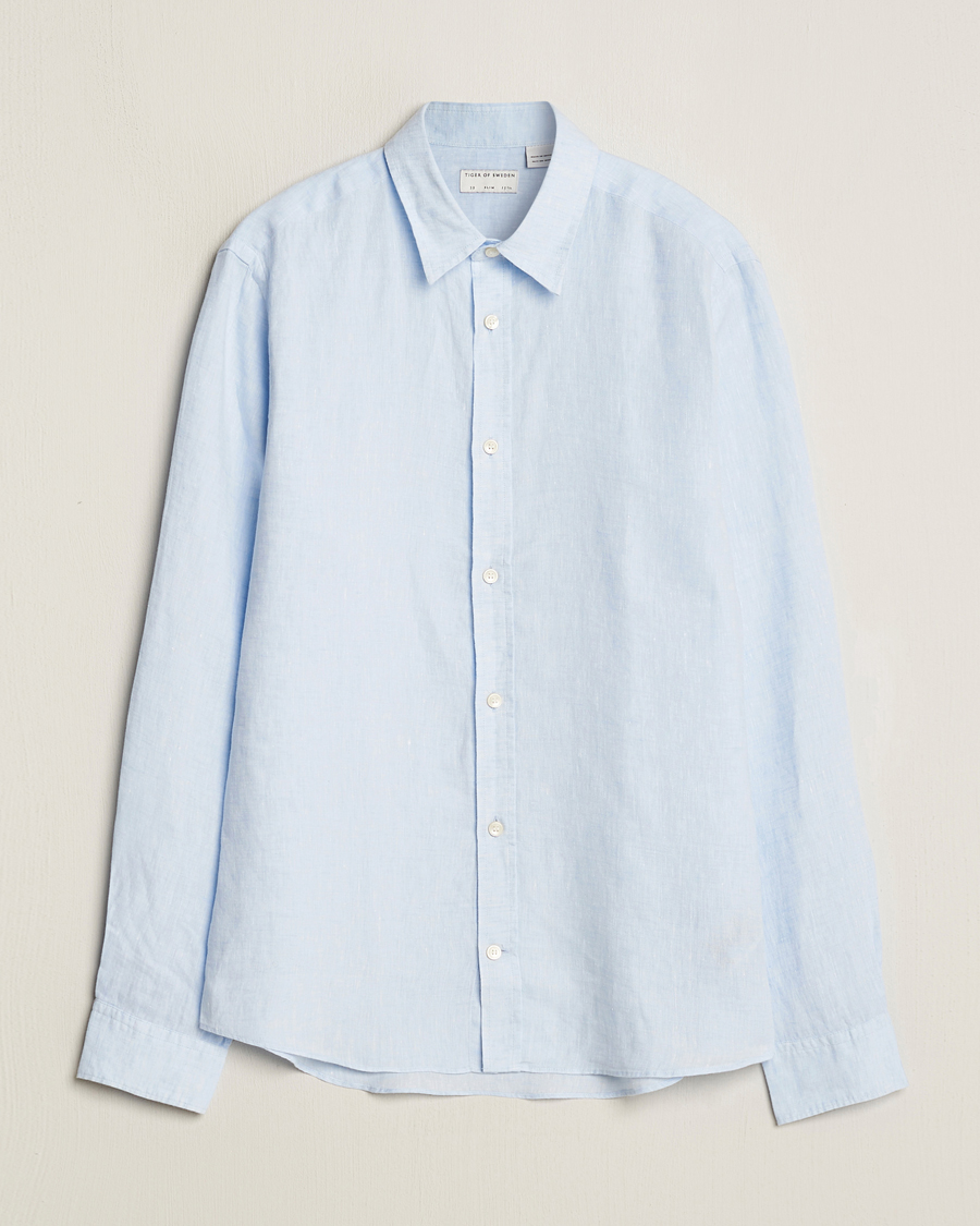 Men | Shirts | Tiger of Sweden | Spenser Linen Shirt Light Blue