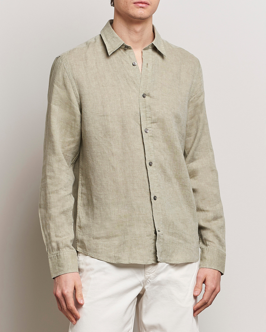 Men | Shirts | Tiger of Sweden | Spenser Linen Shirt Olive Green