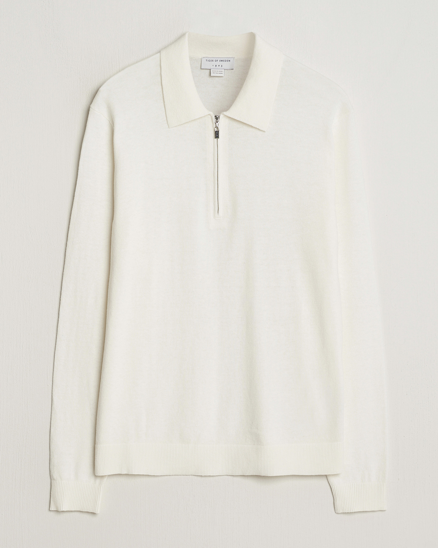 Men | Sweaters & Knitwear | Tiger of Sweden | Orbit Wool/Cotton Half Zip Summer Snow