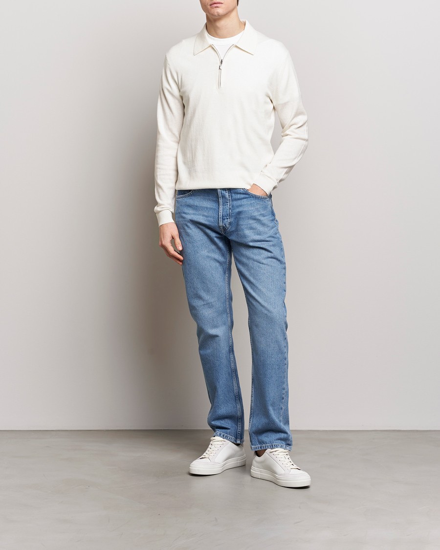 Men | Sweaters & Knitwear | Tiger of Sweden | Orbit Wool/Cotton Half Zip Summer Snow