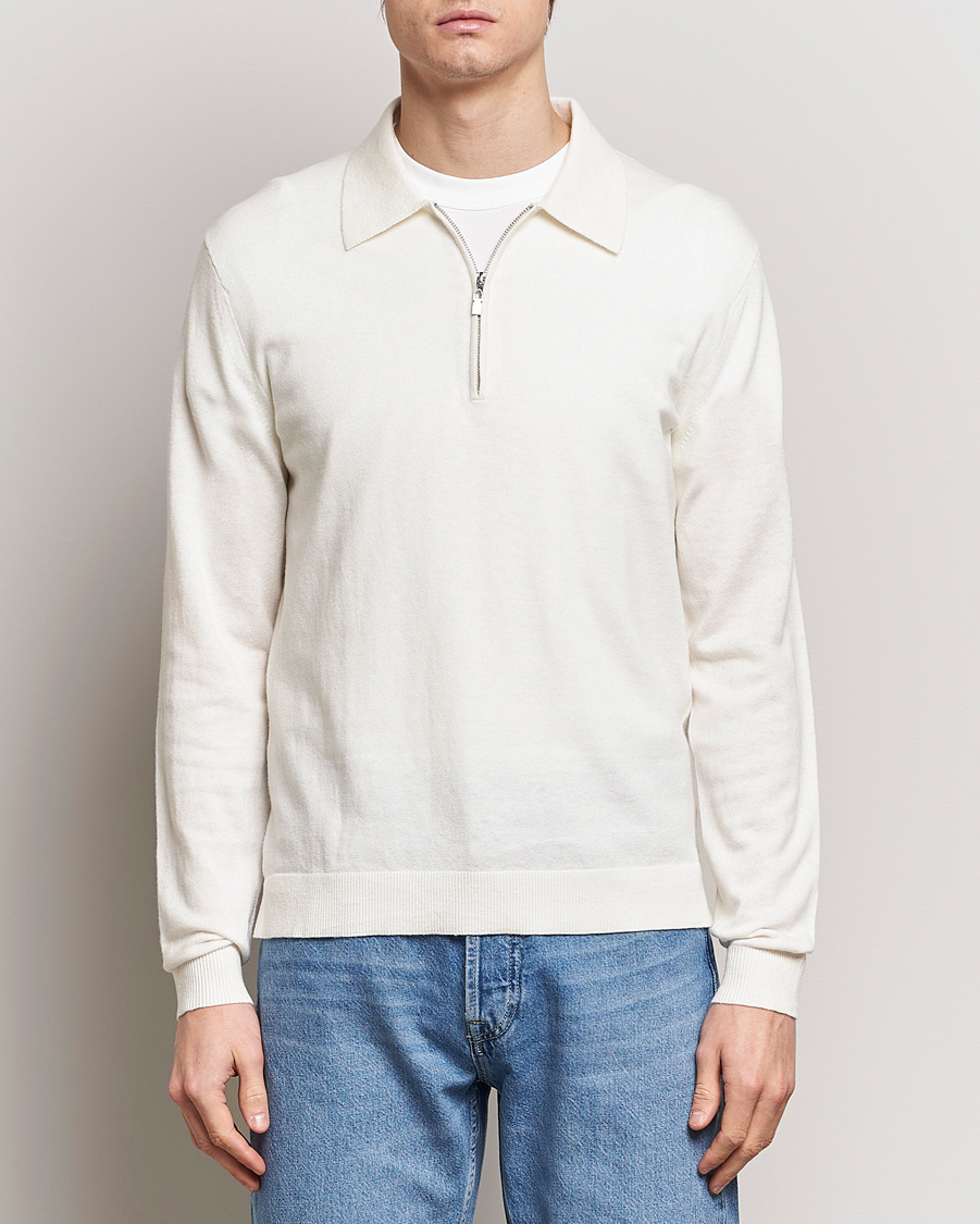 Men | Sweaters & Knitwear | Tiger of Sweden | Orbit Wool/Cotton Half Zip Summer Snow