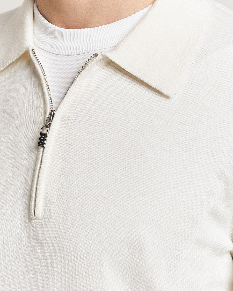 Men | Sweaters & Knitwear | Tiger of Sweden | Orbit Wool/Cotton Half Zip Summer Snow