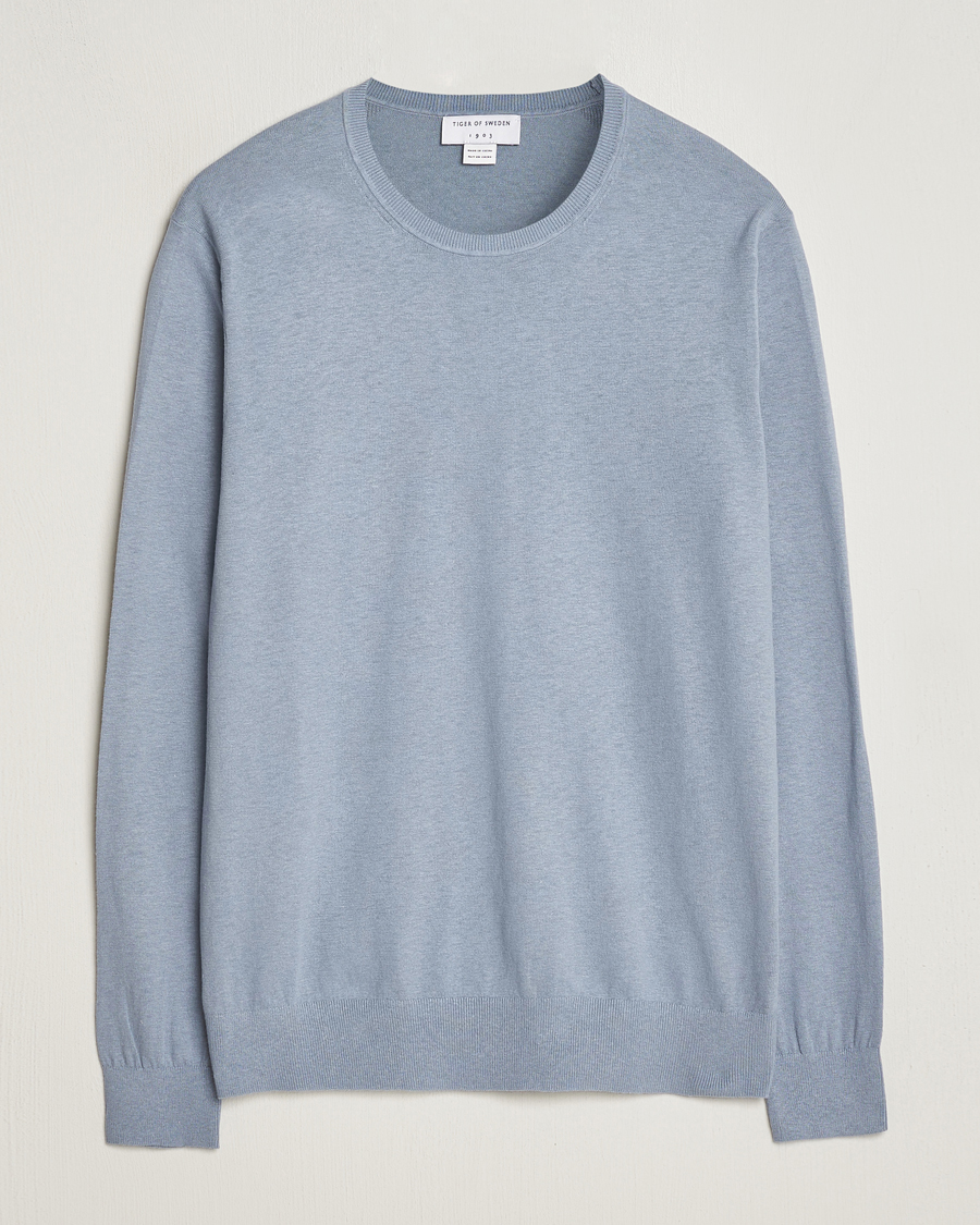 Men | Sweaters & Knitwear | Tiger of Sweden | Michas Cotton/Linen Knitted Sweater Polar Blue