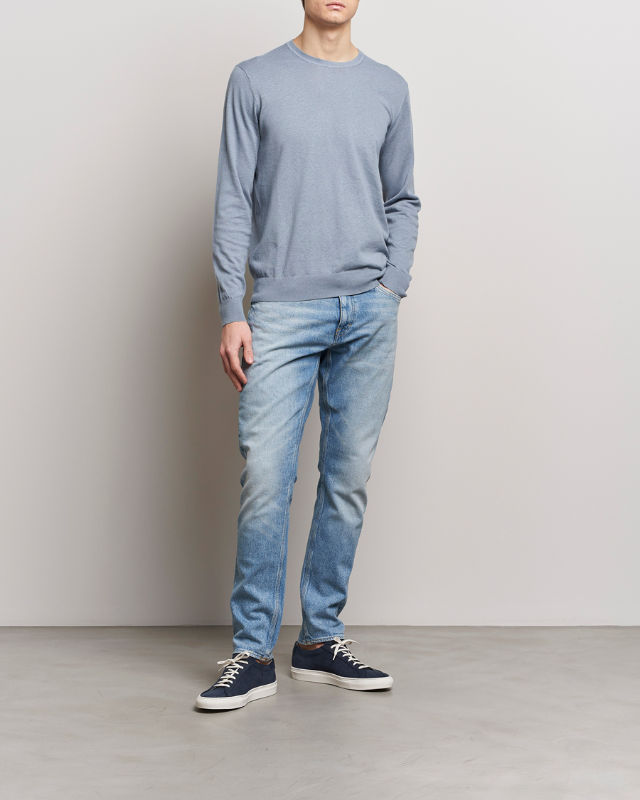 Men | Sweaters & Knitwear | Tiger of Sweden | Michas Cotton/Linen Knitted Sweater Polar Blue