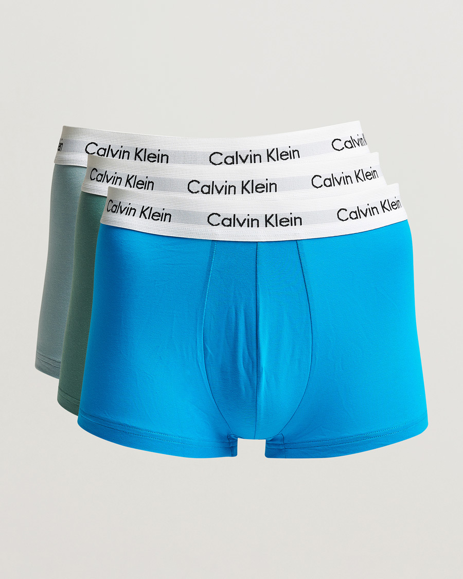 Men | Underwear & Socks | Calvin Klein | Cotton Stretch Trunk 3-pack Blue/Dust Blue/Green