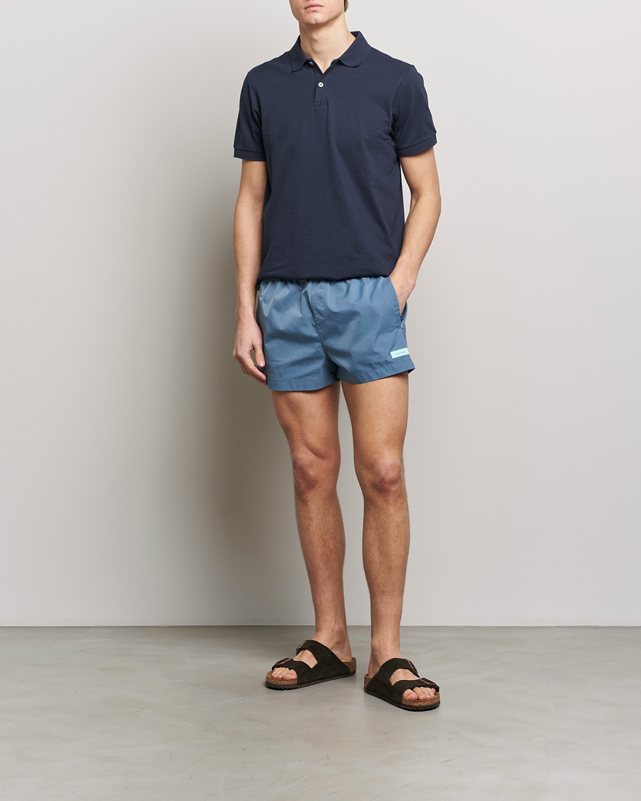 Men | Swimwear | Calvin Klein | Logo Drawstring Swimshorts Muted Cerulean