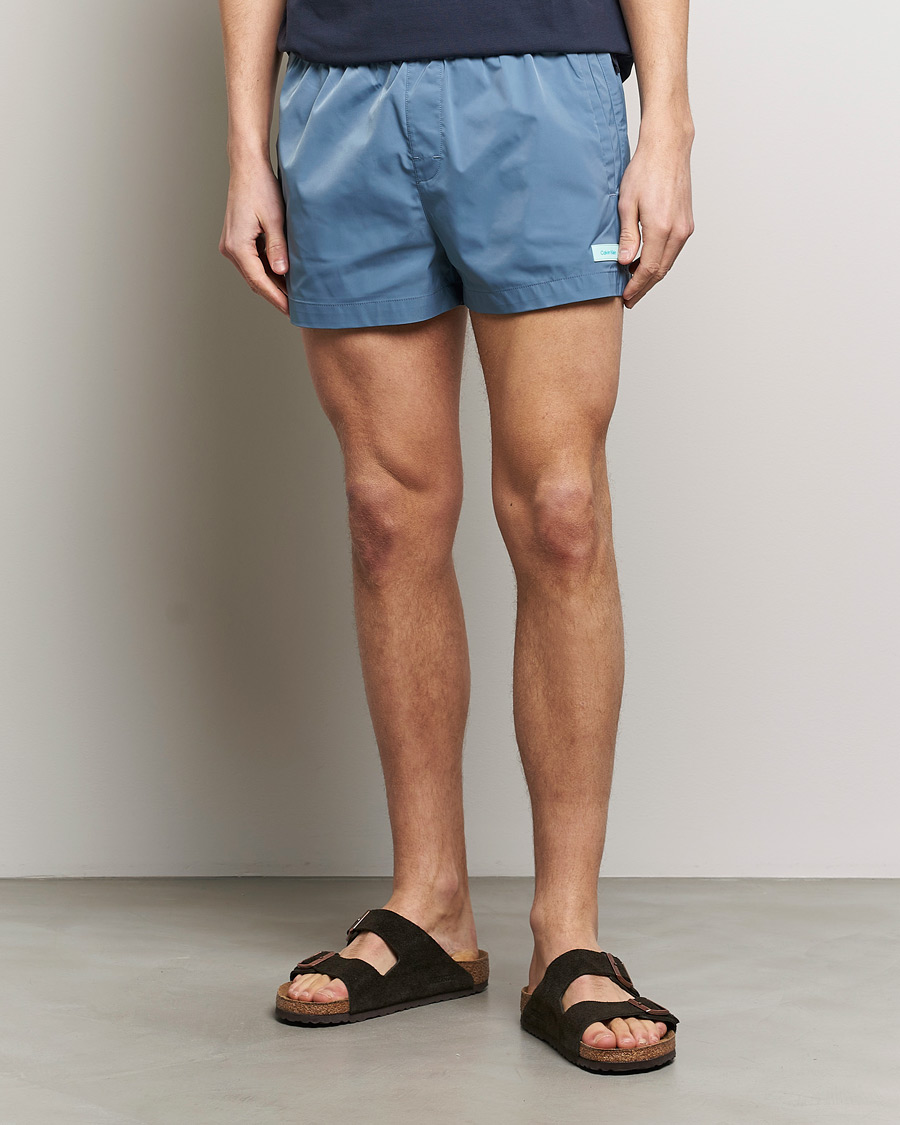 Men | Swimwear | Calvin Klein | Logo Drawstring Swimshorts Muted Cerulean