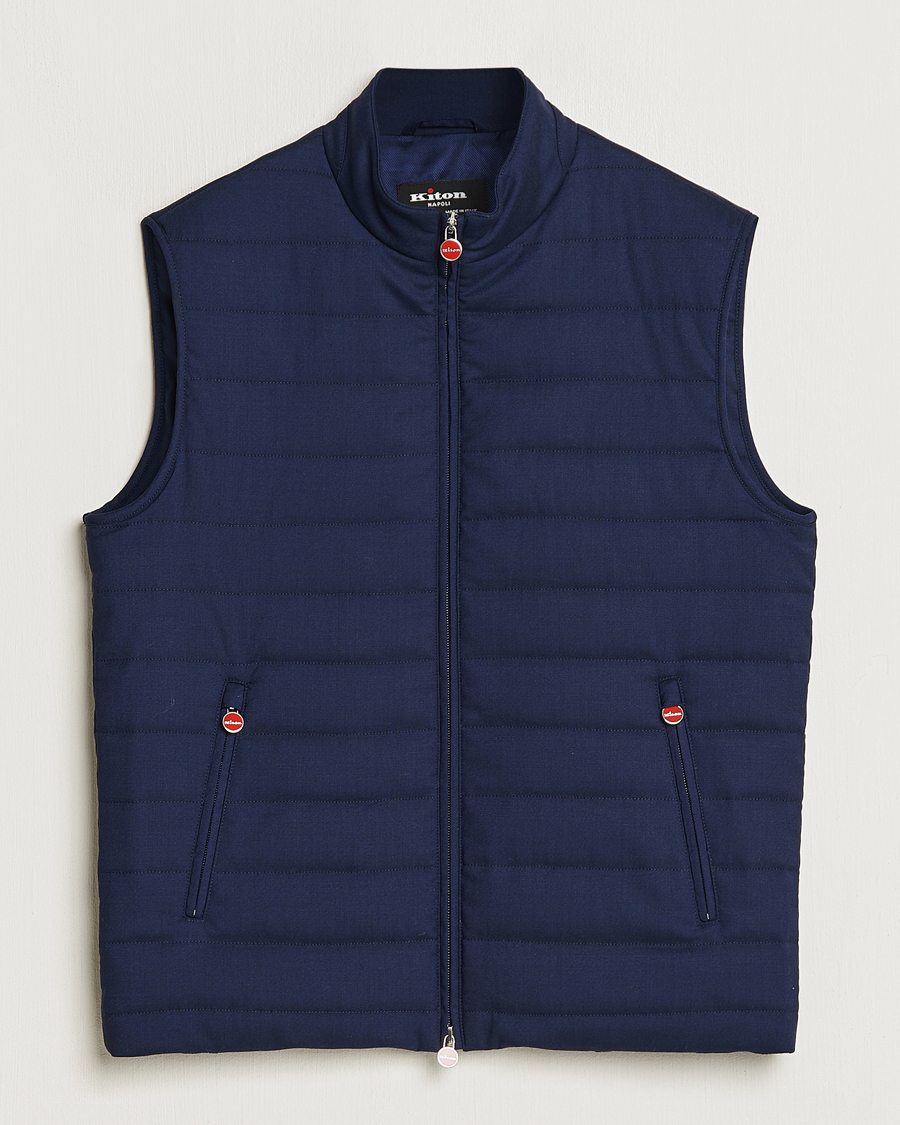 Men | Coats & Jackets | Kiton | Technical Wool Gilet Navy