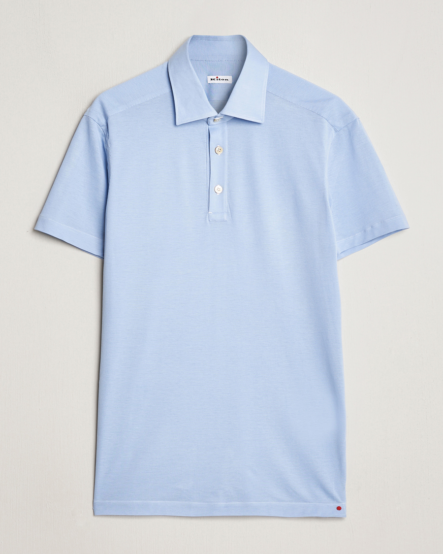 Men | Polo Shirts | Kiton | Short Sleeve Jersey Polo Light Blue