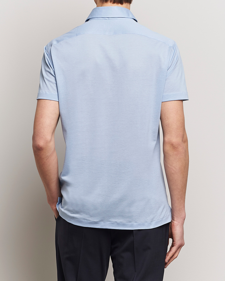 Men | Polo Shirts | Kiton | Short Sleeve Jersey Polo Light Blue