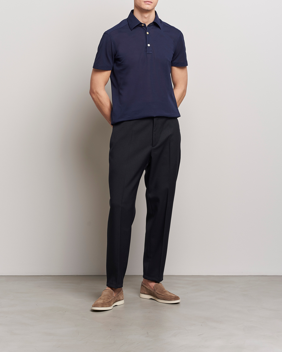 Men | Polo Shirts | Kiton | Short Sleeve Jersey Polo Navy