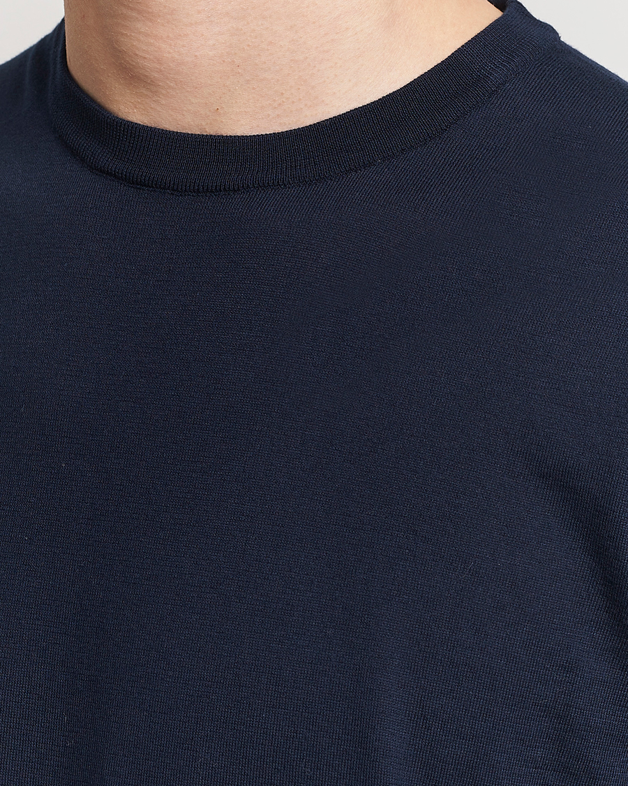 Men | T-Shirts | Kiton | Sea Island Cotton Knit T-Shirt Navy